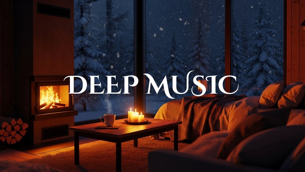 Snowy Winter Night ❄️ Piano Music & Fireplace Sounds | Cozy Holiday Calm