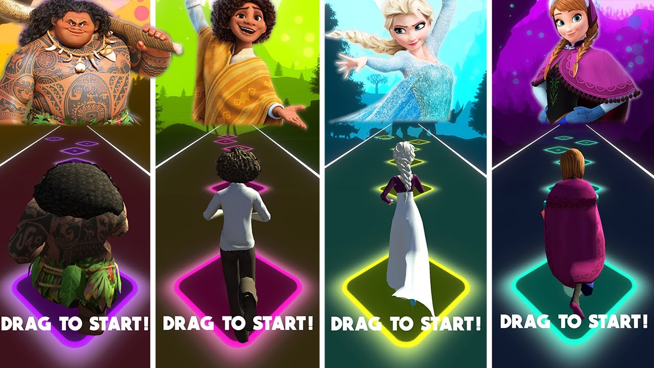 Encanto Camilo And Maui VS Frozen Elsa And Anna - Tiles Hop!