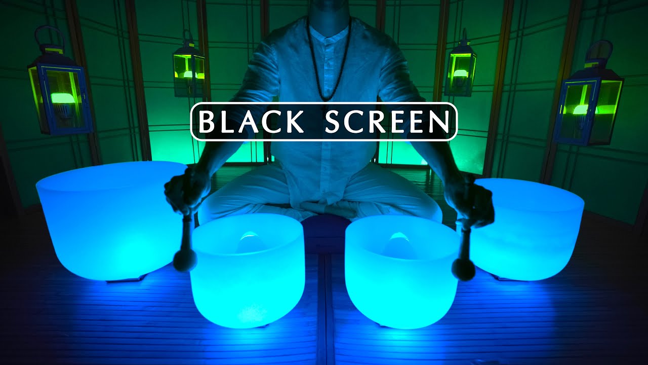 **FALL ASLEEP FAST** Black Screen Version | Crystal Singing Bowl Sound Bath for Insomnia Relief