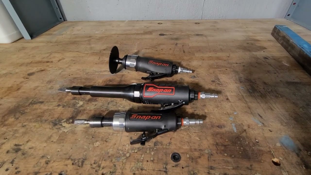 Snap on air tool review. mini die grinder, long reach grinder, and cut off tool