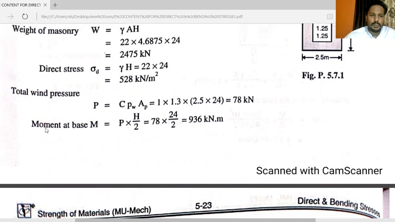 VIDEO 31 DIRECT & BENDING STRESSES CHIMNEY