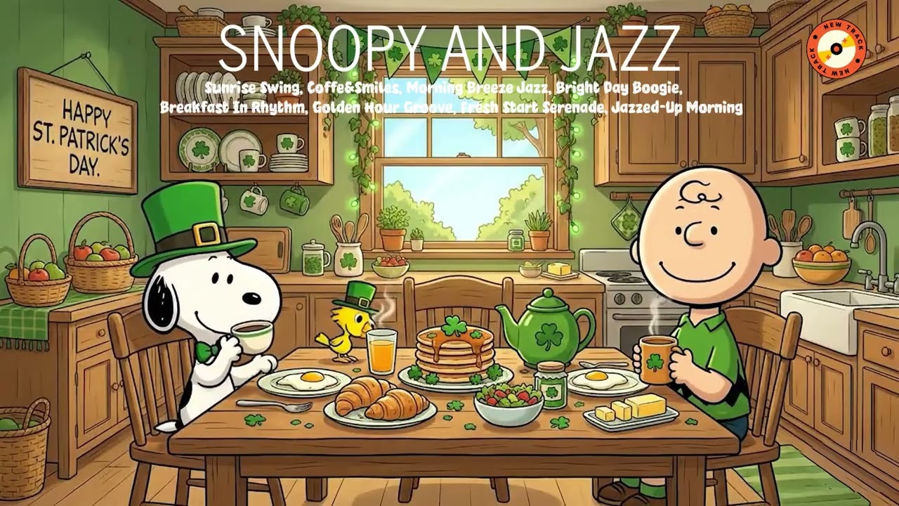 St. Patrick’s Day Breakfast with Snoopy ☘️ A Relaxing Morning with Jazz Music for a Happy Day 🎶🎧