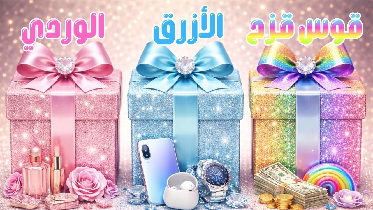 اختر هدية واحدة 🎁 الوردي💖 أم قوس قزح🌈 أم الأزرق💙 تحدي 3 صناديق هدايا🎉