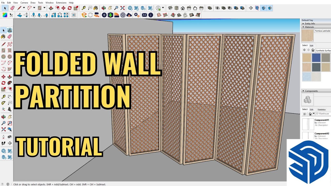 SKETCHUP BEGINNER HOW TO MAKE A FOLDED WALL PARTITION