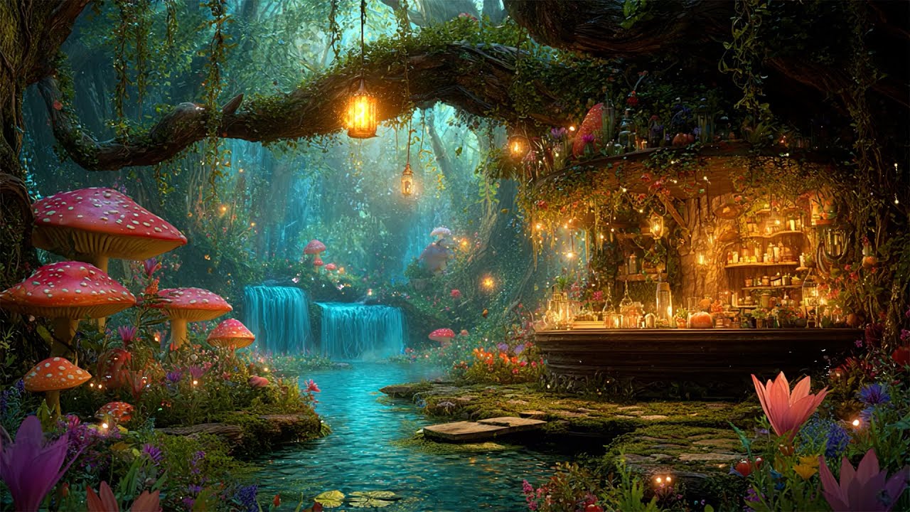Magical Exotic Plant Shop Ambience | Enchanted Mushroom Forest Music ~ Deep Relaxation, Fall Sleep