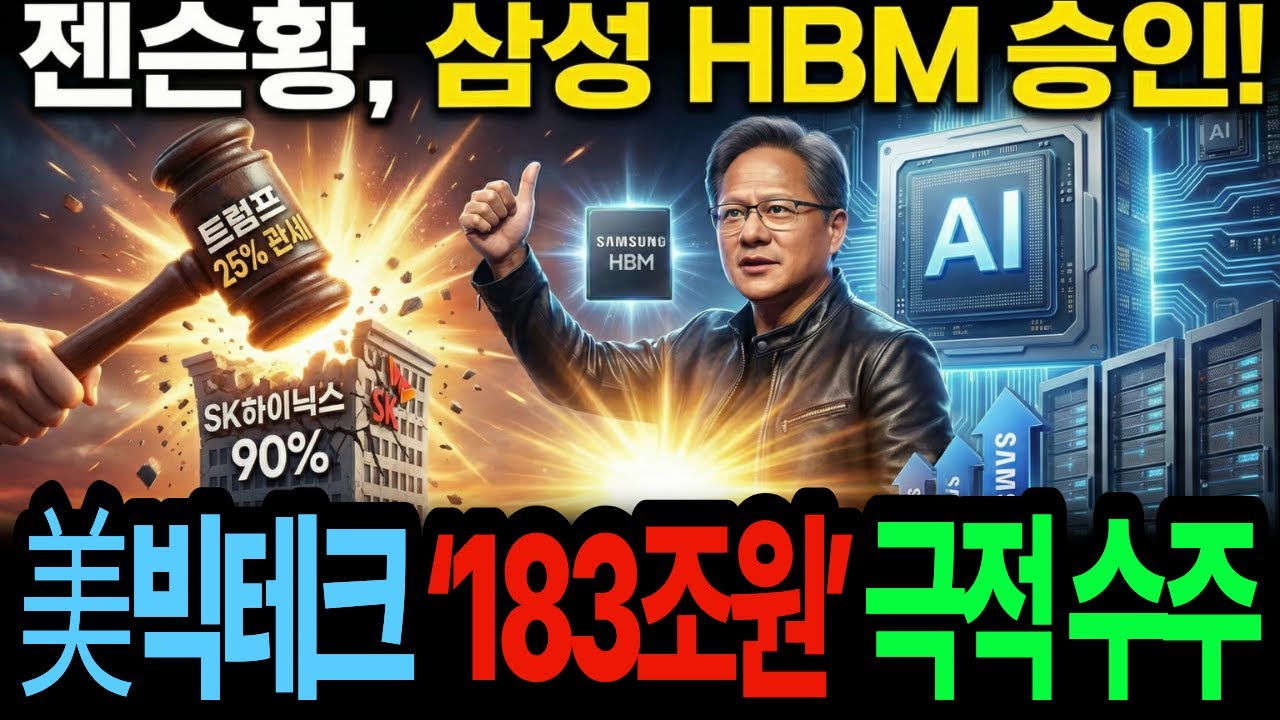 젠슨황 “삼성 6세대 HBM” 기습 추가 승인! 트럼프 ‘상호관세 25%’ 폭탄 다음날 뒤집힌 판…HBM4 2월 정식 납품, 美빅테크 ‘183조원’ 극적 수주..