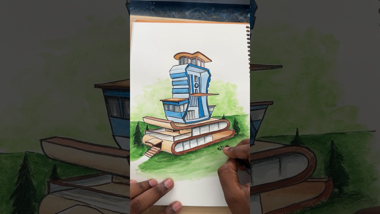 Creative architecture drawing | pencil sharpener into building drawing #architecture #drawing