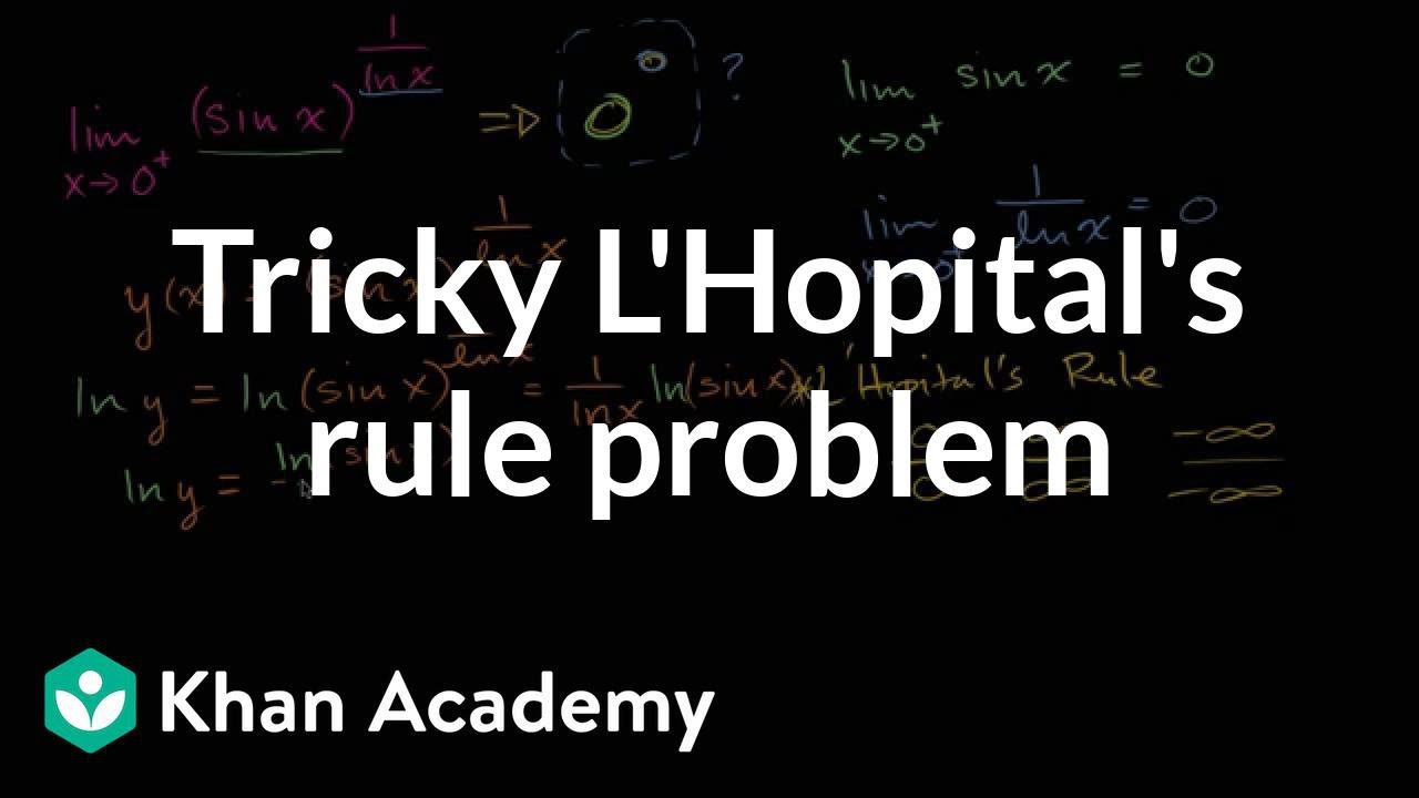 Tricky L'Hopital's Rule problem | Derivative applications | Differential Calculus | Khan Academy
