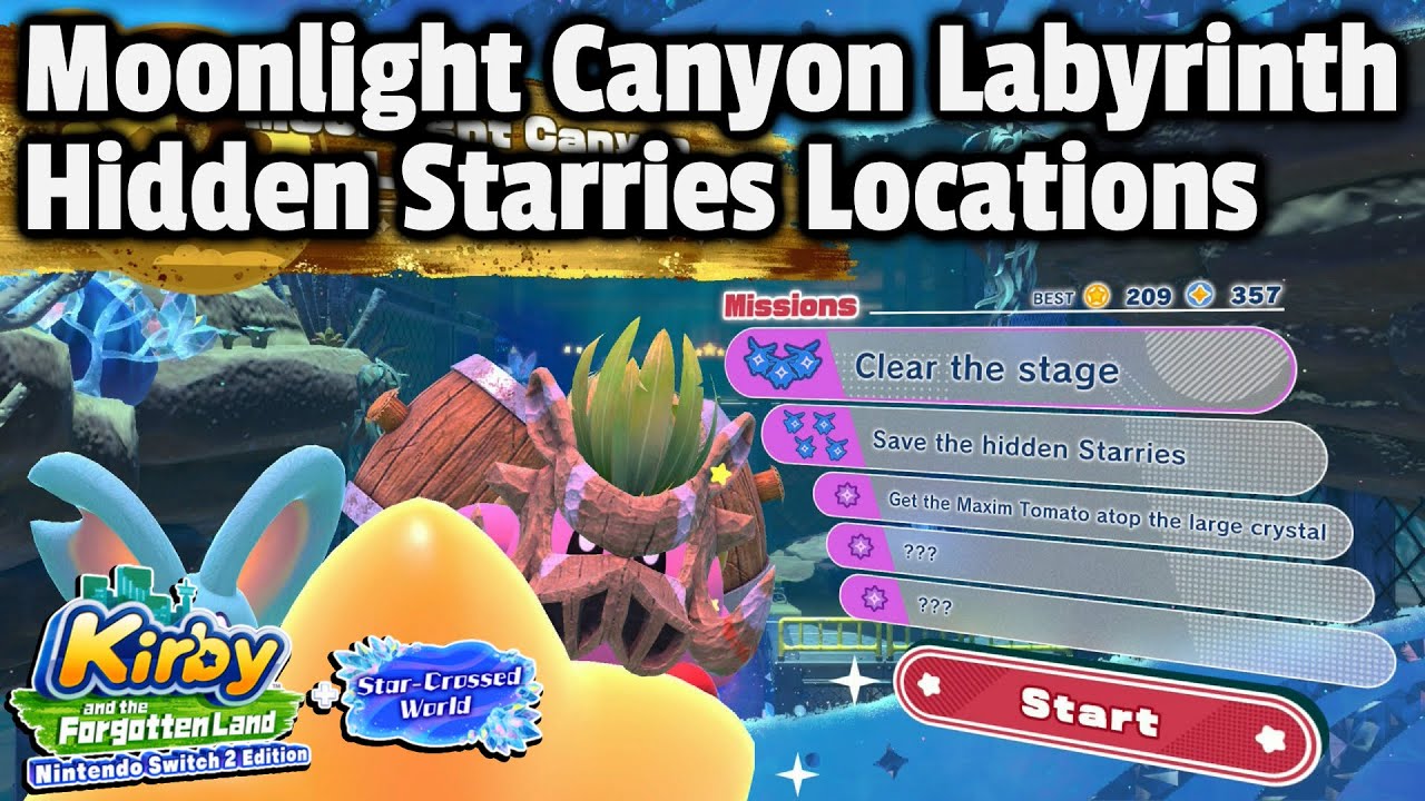 Kirby And The Forgotten Land Star-Crossed World | Moonlight Canyon Labyrinth | Hidden Starries