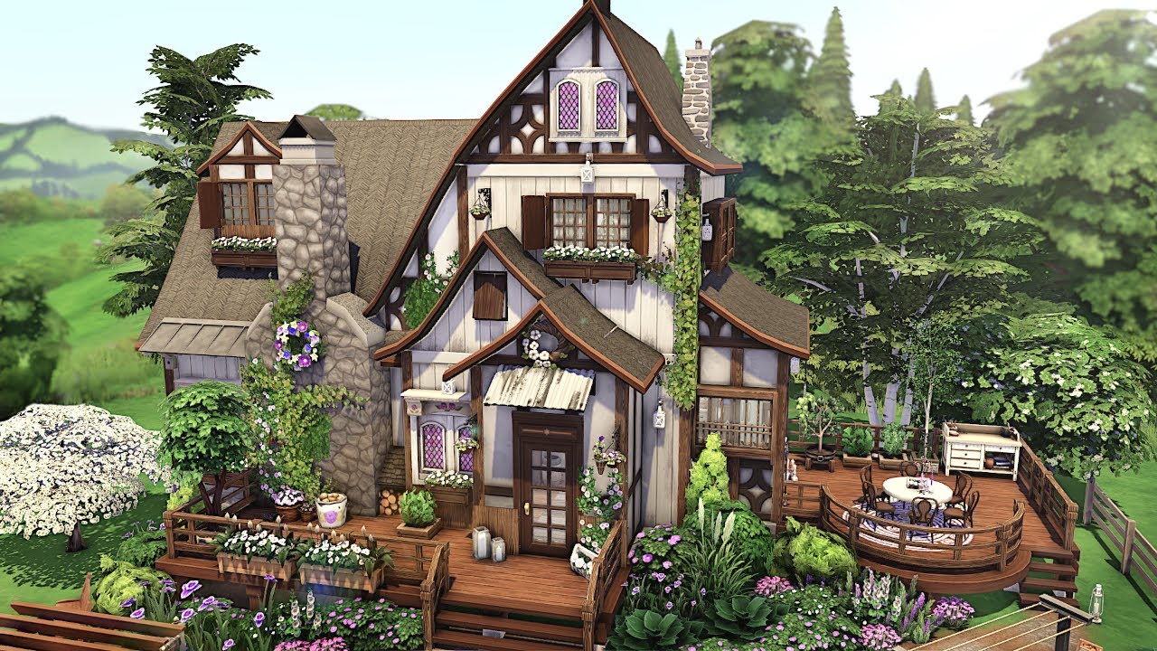 Spring Cottage 🌷🌼&nbsp;w/ Country Kitchen Kit | The Sims 4 - Speed Build (NO CC)