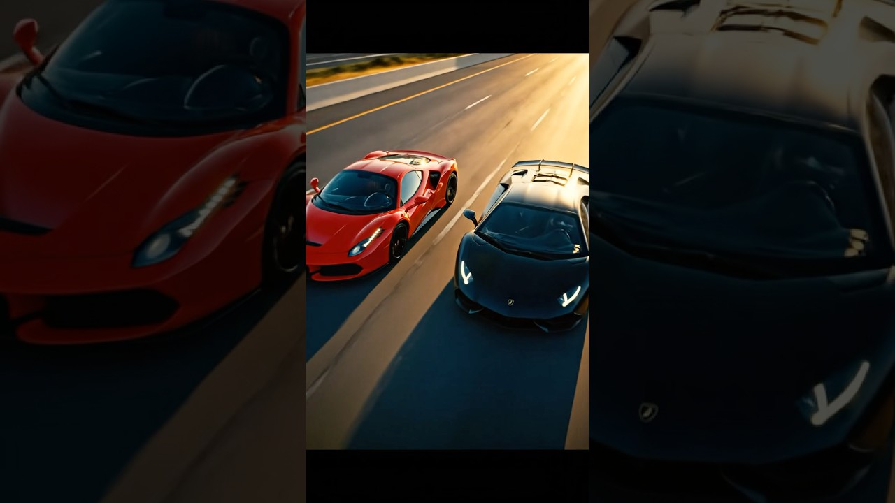 Cinematic shot from a drone of the best 2 cars ever made 