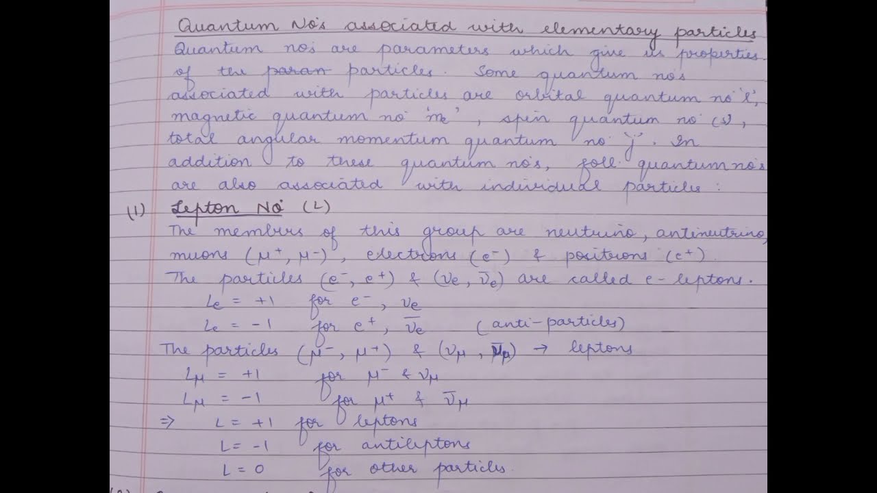 Quantum numbers associated with Elementary Particles | Elementary Particles |