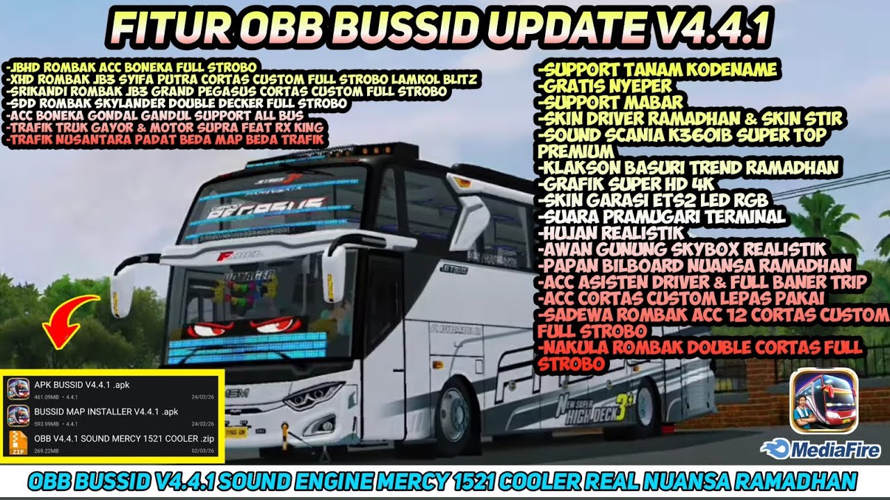 UPDATE BUSSID V4.4.1 || OBB BUSSID V4.4.1 SOUND ENGINE MERCY 1521 COOLER REAL NUANSA RAMADHAN