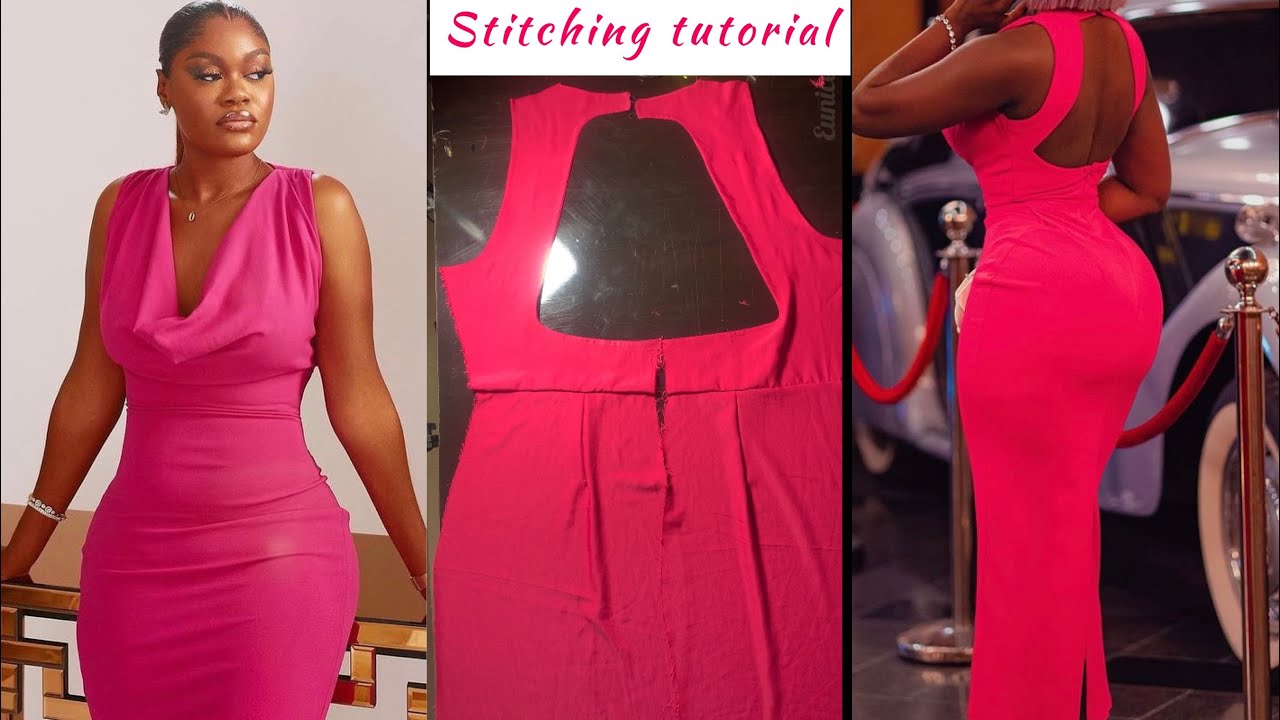 How to sew a cowl neck dress with stylish open back.