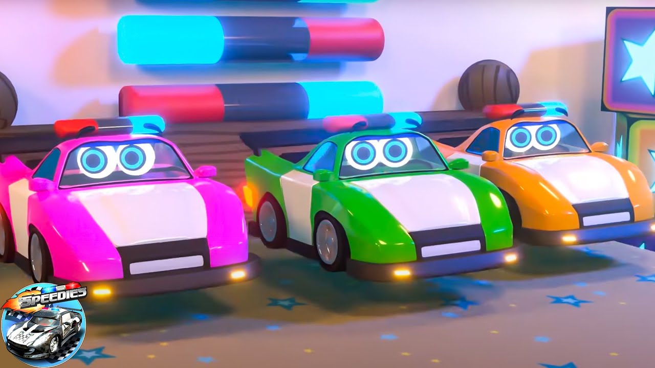 Five Little Police Cars + More Vehicle Cartoon for Kids