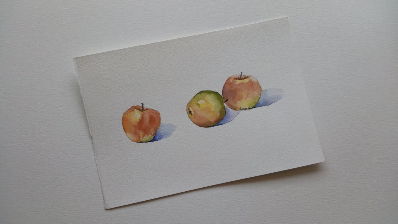 Pintando manzanas a la acuarela- Apples watercolor painting