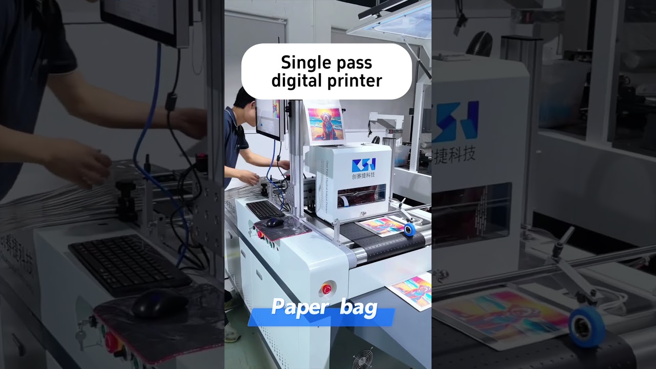 Single pass digital printing machine for paper bag 