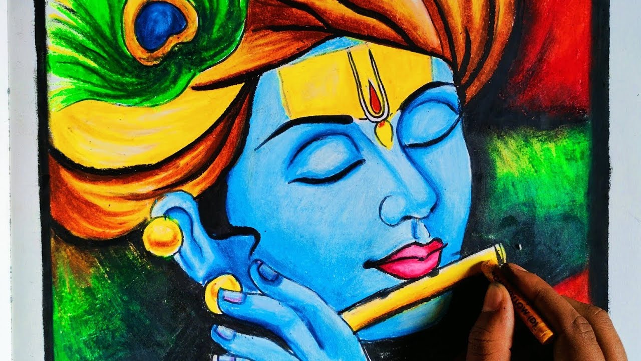 Krishna drawing || Lord Krishna painting with oil pastel || oil pastel color painting || CTW