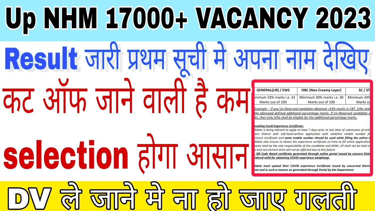 UpNhm Result जारी प्रथम सूची में देखे अपना नाम देखे || कट ऑफ जाने वाली है कम || selection होगा आसान