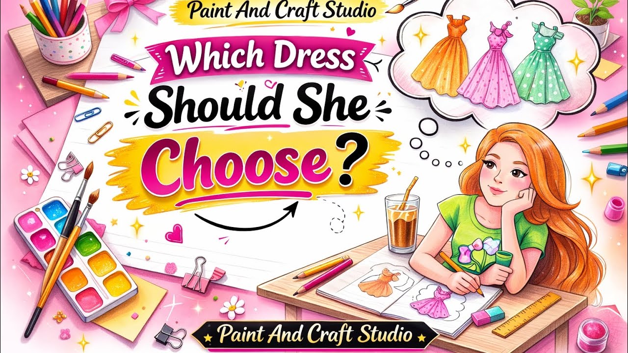 Which Dress Should She Choose? 👗✨ | Easy Drawing Idea for Beginners | Paint And Craft Studio