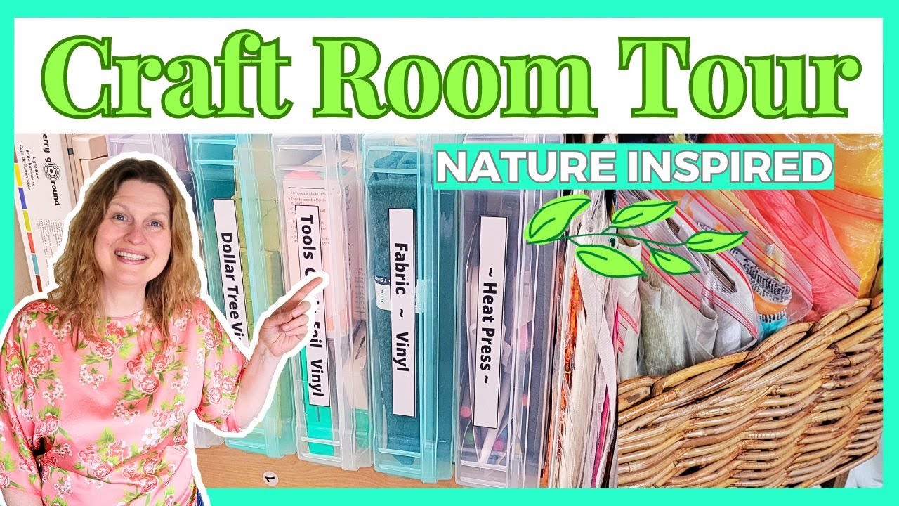 🌿Must See Nature Inspired DIY Craft Room Tour, In An Unfinished Basement