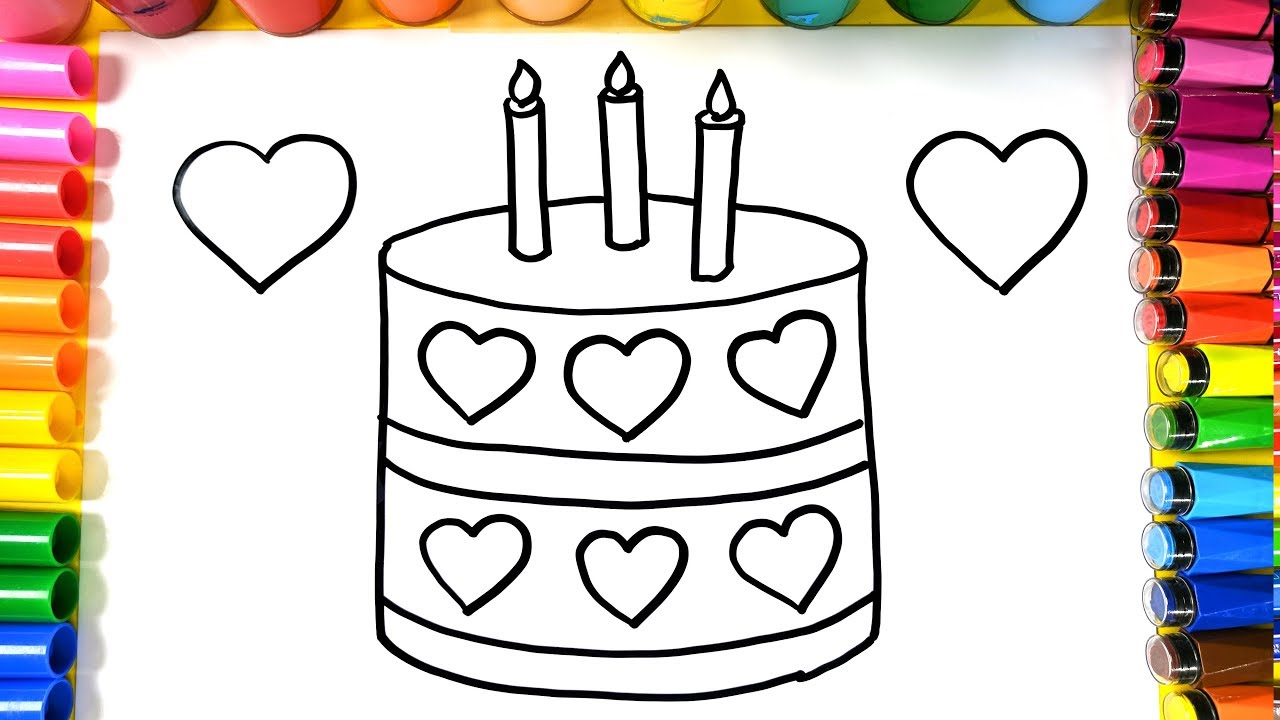 How to Draw a birthday cake coloring page