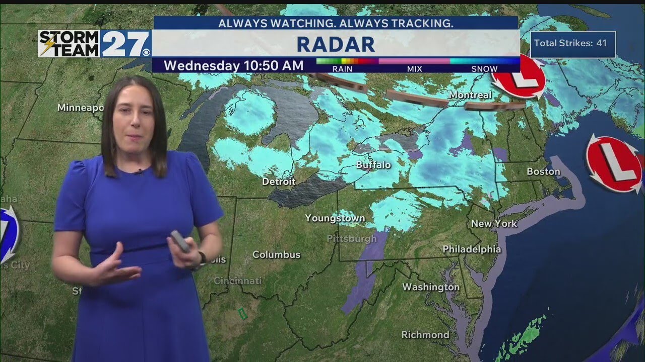 Colder temperatures and light snow showers Wednesday afternoon