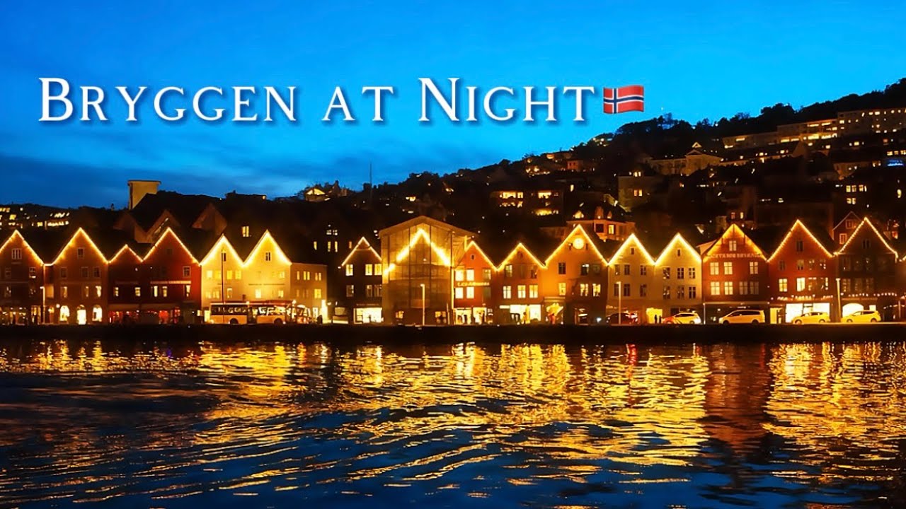 Bryggen, Bergen | UNESCO World Heritage Night Walk in Norge (4K)