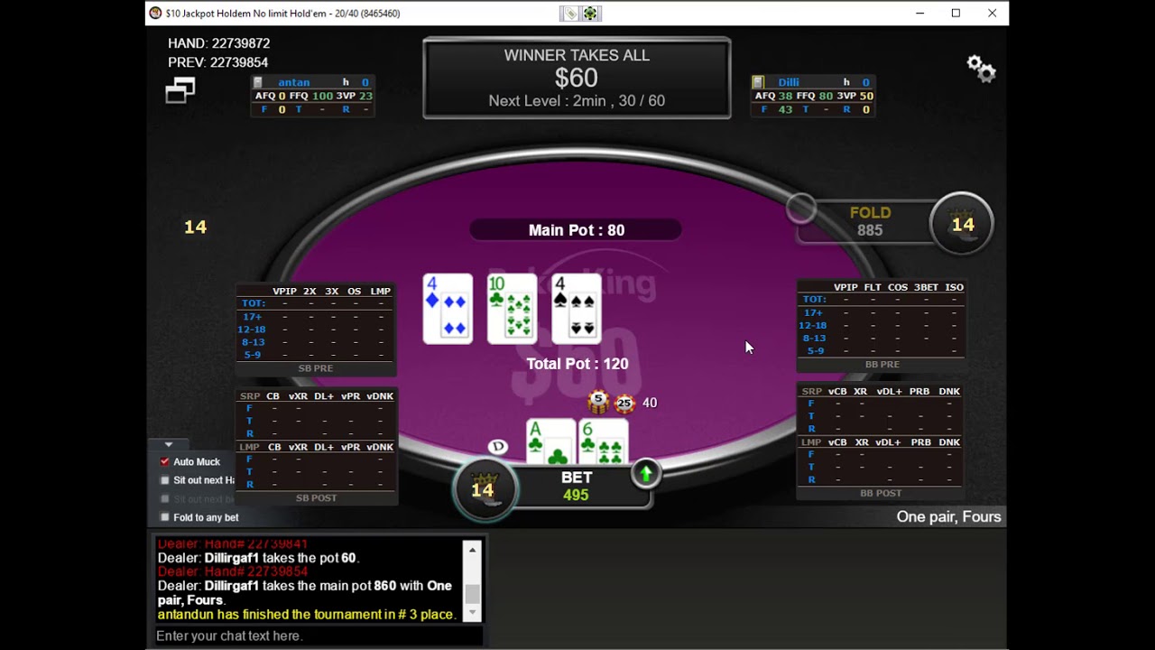 playing Jackpot SNG on WPN and using SpinnGo Pro HUD