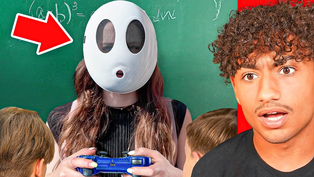 GAMER GIRL HIDES HER FACE AT SCHOOL!!