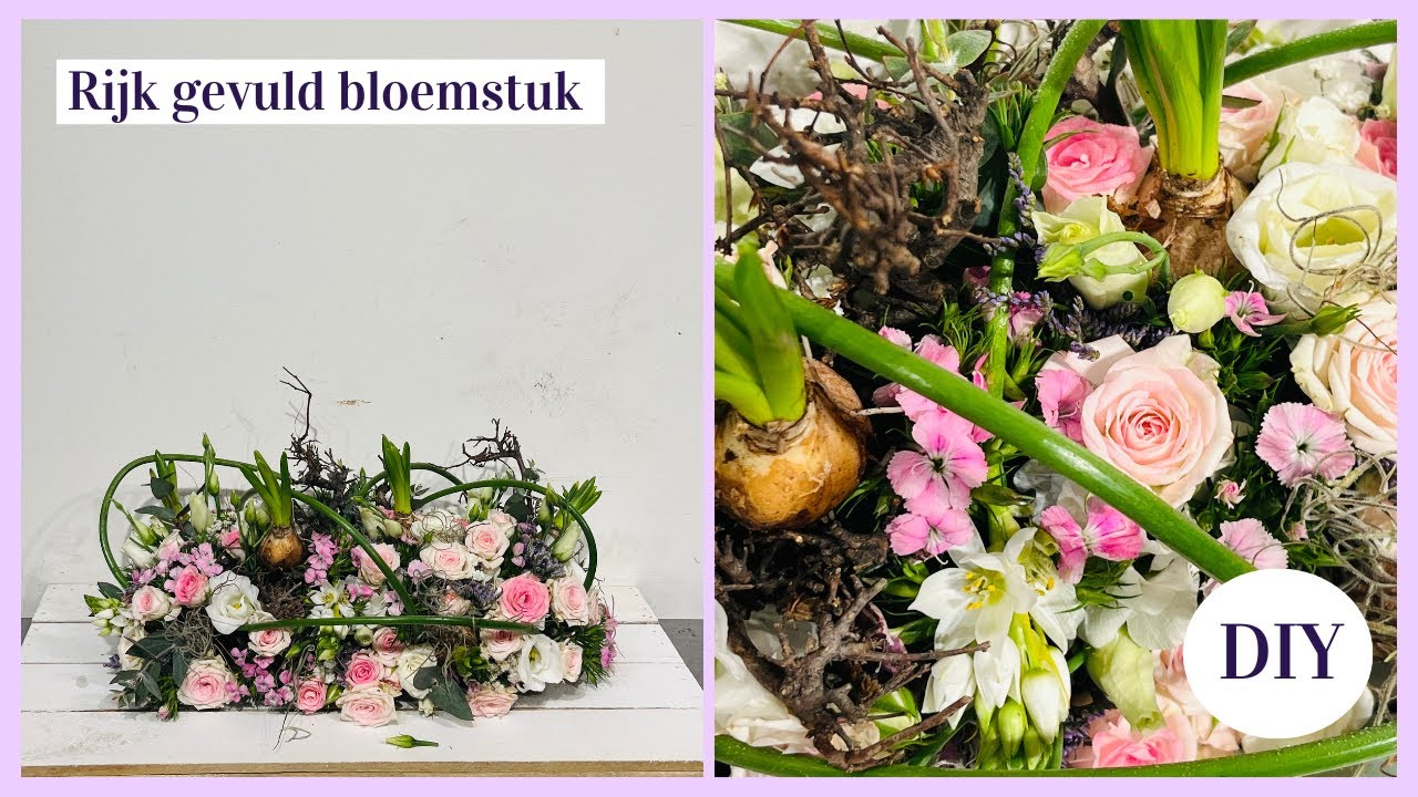 Bloemrijk tafeldecoratie 🌸✨| Voorjaarsbloemstuk | Cursus Bloemschikken #221| Carlein Tukkers