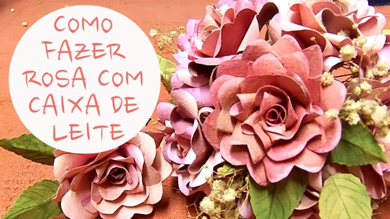 Como fazer rosa com caixa de leite / DIY paper rose
