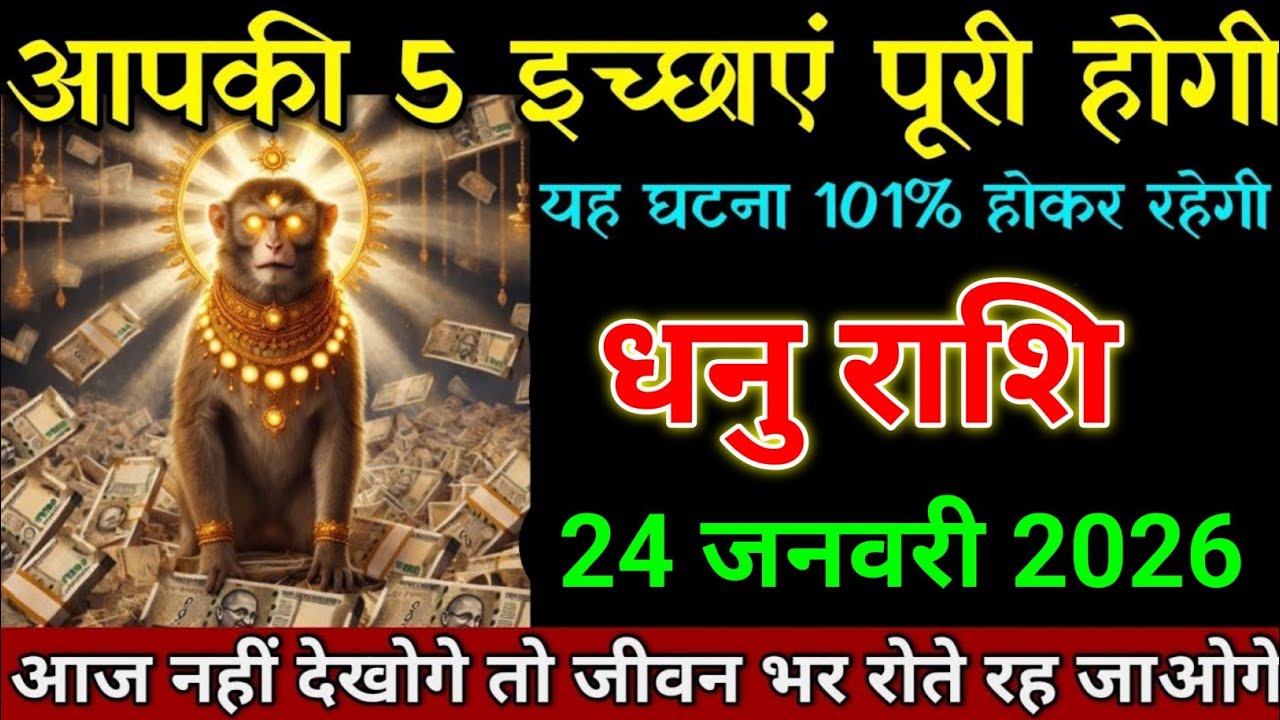 धनु राशि 24 जनवरी 2026 आपकी 5 इच्छाएं पूरी होगी यह घटना 101% होकर रहेगी। Dhanu Rashi 