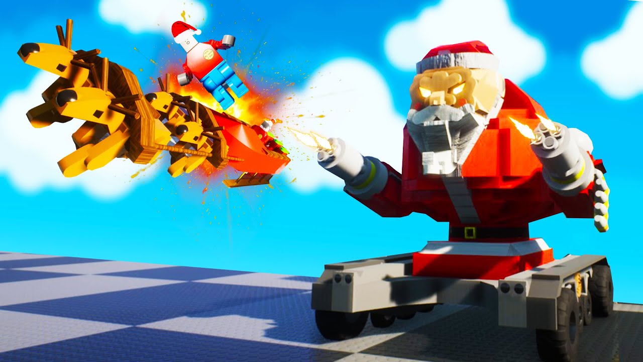 Я СБИЛ Санту на гигантском ТАНКЕ Многопользовательская игра Brick Rigs