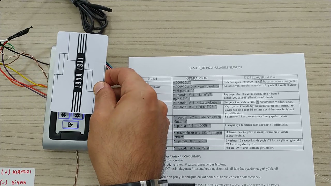 M111 Q110 Şifreli Kart Okuyucu | Kart ve Şifre Tanımlama İşlemleri