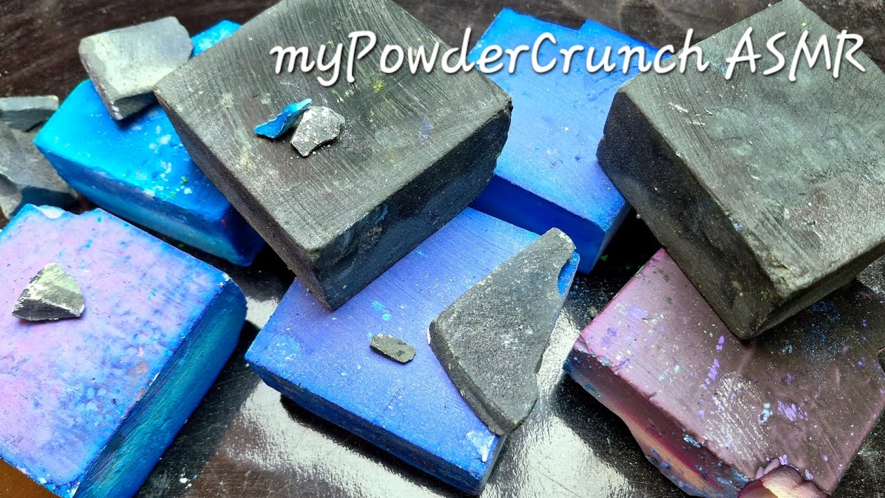 Deep Blue/Black Dyed Gym Chalk Blocks • Crispy Crunchy Crush • ASMR • Oddly Satisfying • Relax
