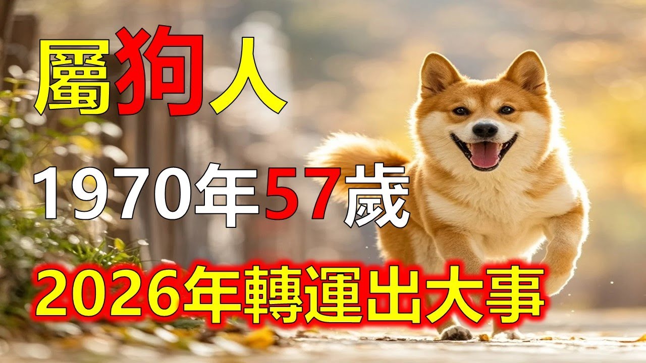 1970年屬狗人，2026年轉運出大事，你失去的，老天將加倍還給你#2026狗#生肖狗#1970 狗