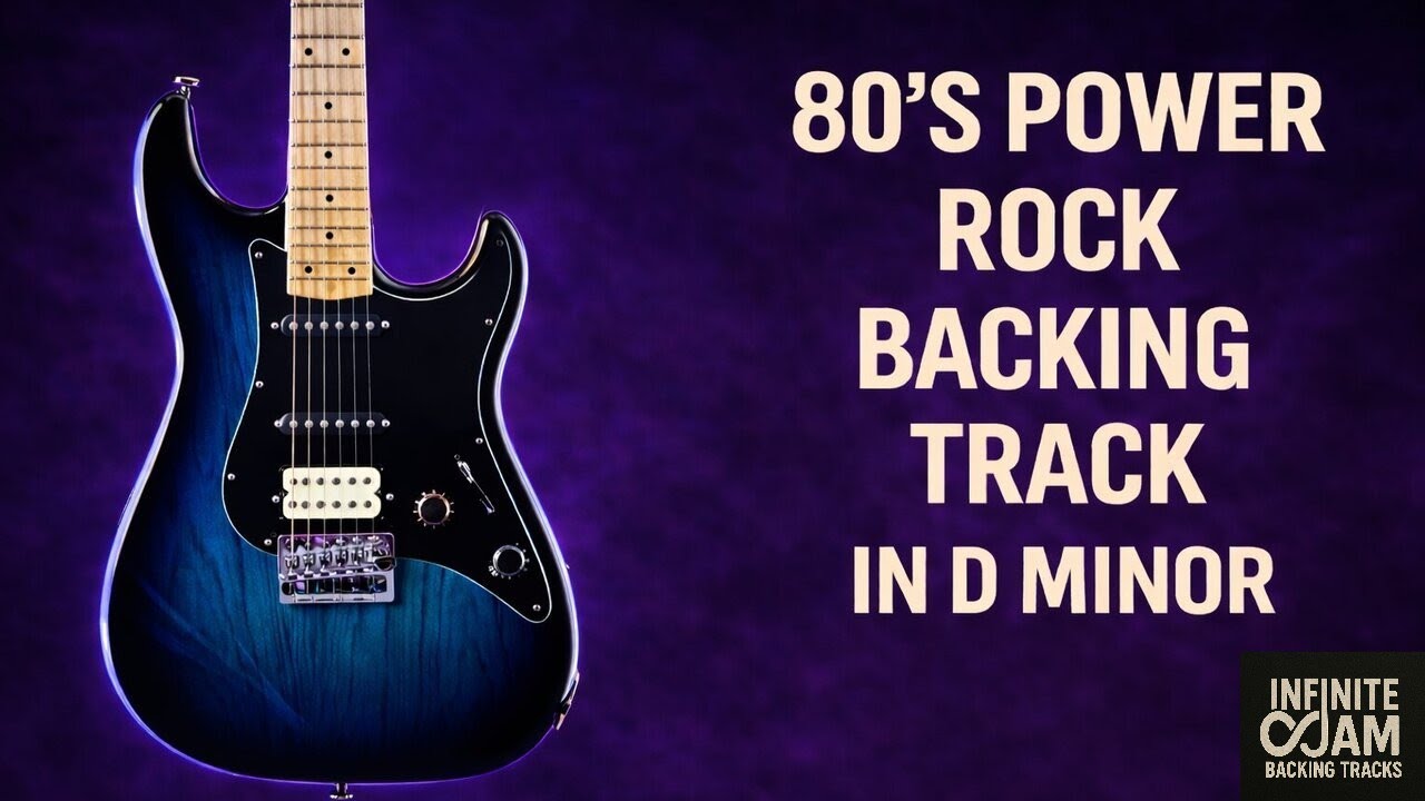 80's Power Rock Backing Track in D Minor - Guitar Jam 95BPM