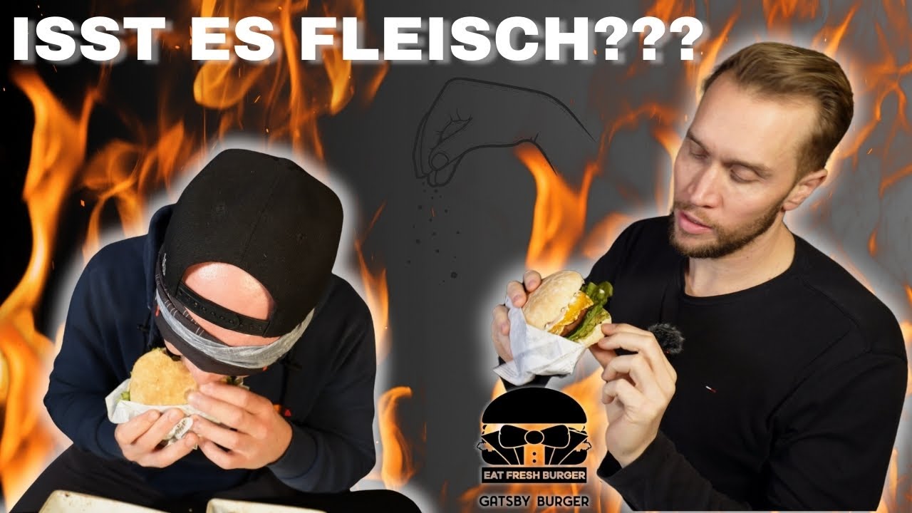 Blindfolded burger test | Does he eat meat or vegan? | Special 🍔 from Gatsby in Bremen