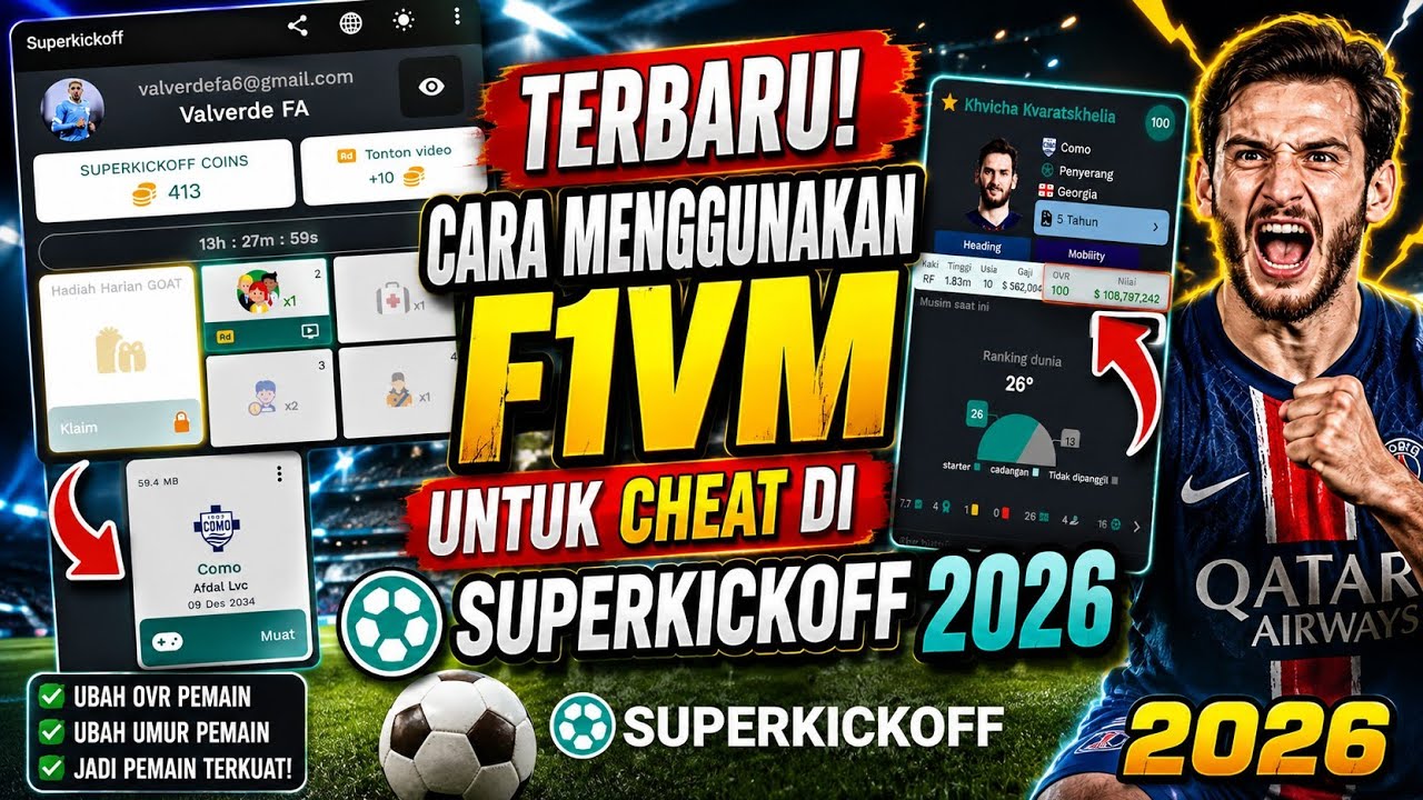 TERBARU! CARA MENGGUNAKAN F1VM UNTUK CHEAT DI SUPERKICKOFF 2026 - MODIF GAMING
