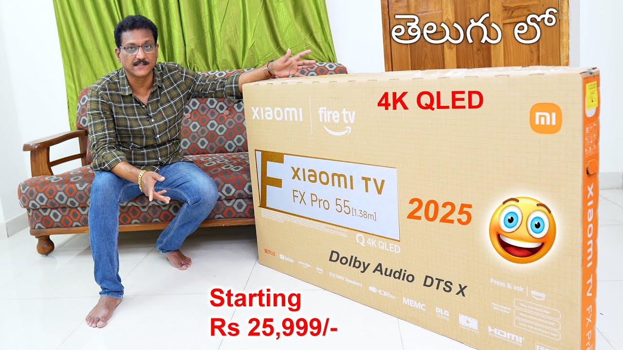 xiaomi 4K QLED FX Pro Series 2025 Smart 55 inch TV 😱 Unboxing in Telugu...