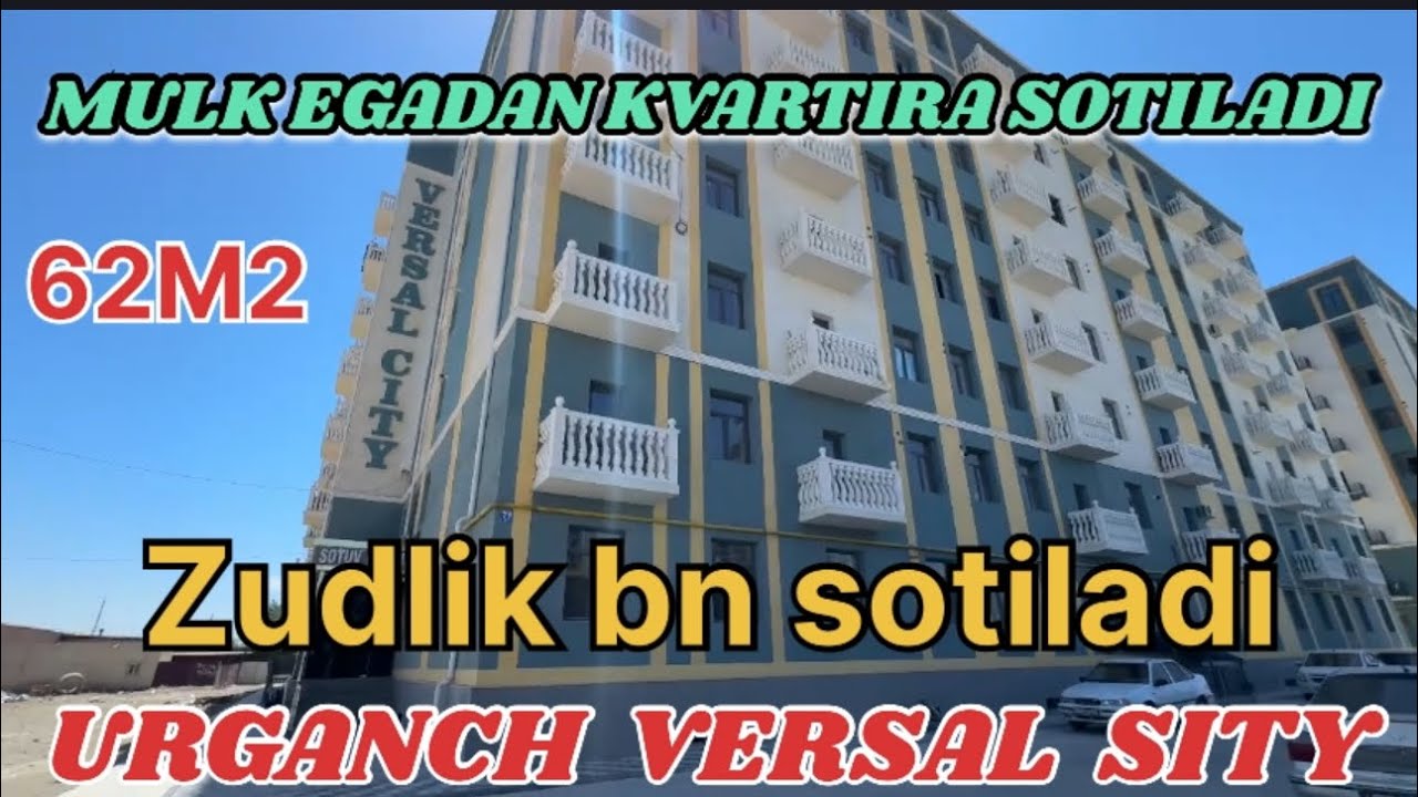 Urganch shaxar versal sity 2-xonali kvartira sotilad 61M2 kvadrat mulk egadan 91-091-86-01