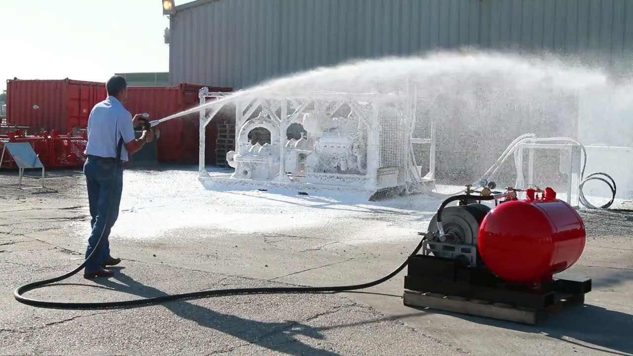 Burner Fire Control Compressed Air Foam (CAFS) 60 Gallon Skid - Demo Discharge
