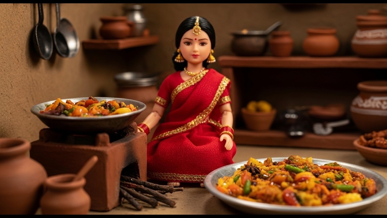 “Miniature Maharani Cooking a Flavorful Indian Delight 🍲🔥”