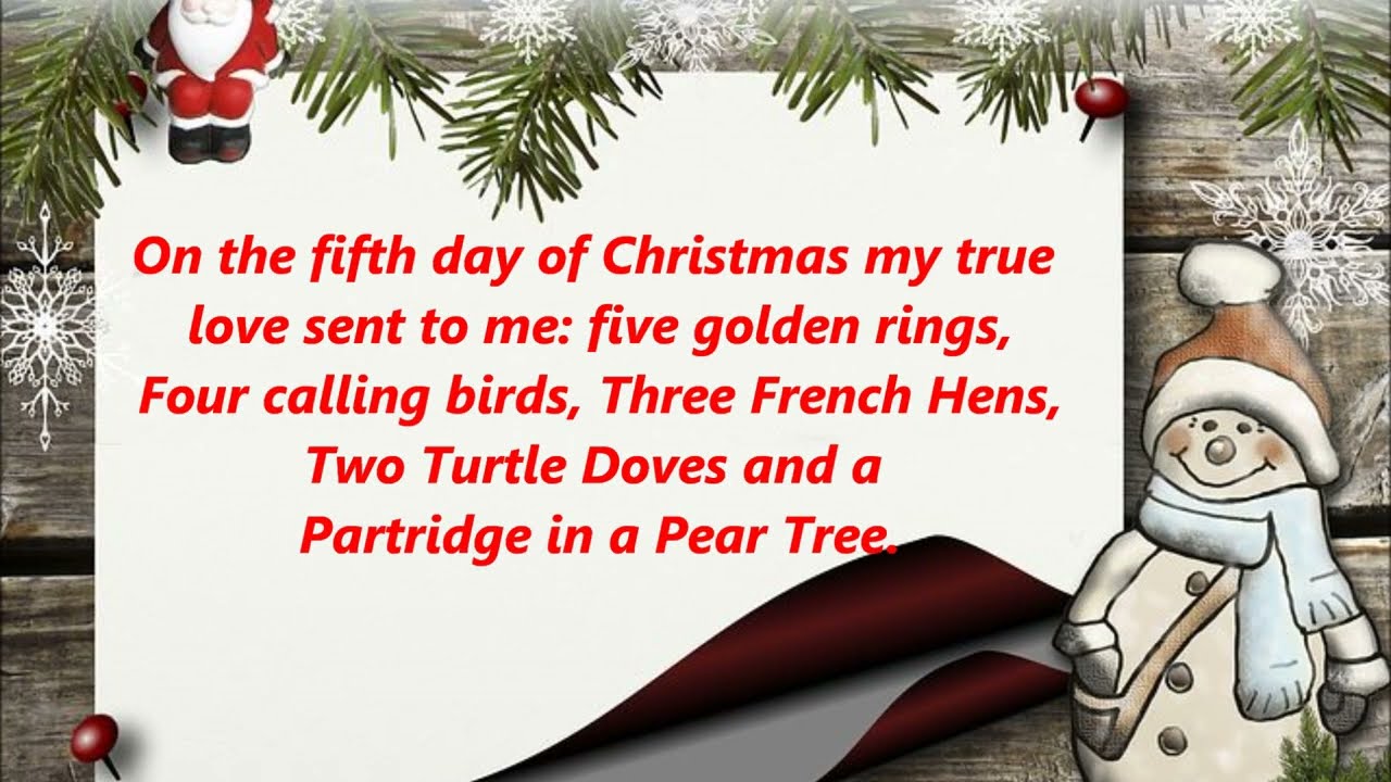 THE TWELVE 12 DAYS OF CHRISTMAS Carol Lyrics Words text trending sing along song music