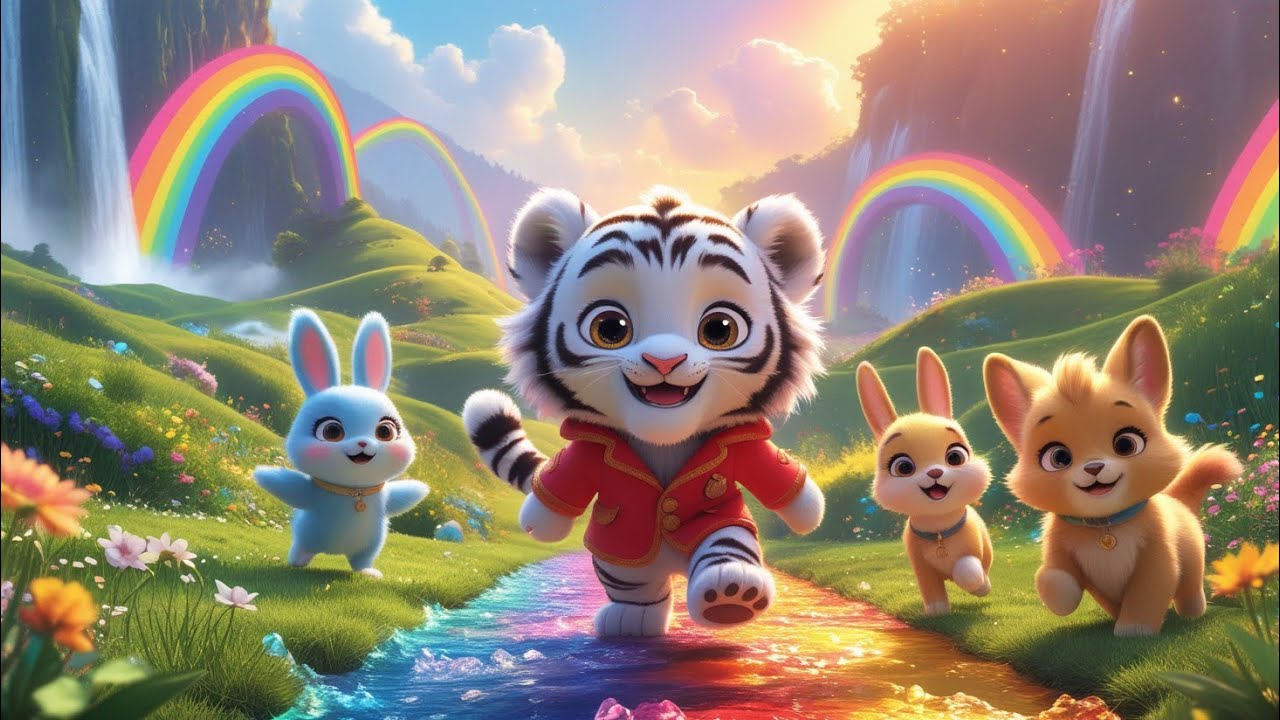 🐯 White Tiger Cub Adventure | Kids Animation Video Song | Fun Folk Tales | Toddlers Song 🌈 🎊
