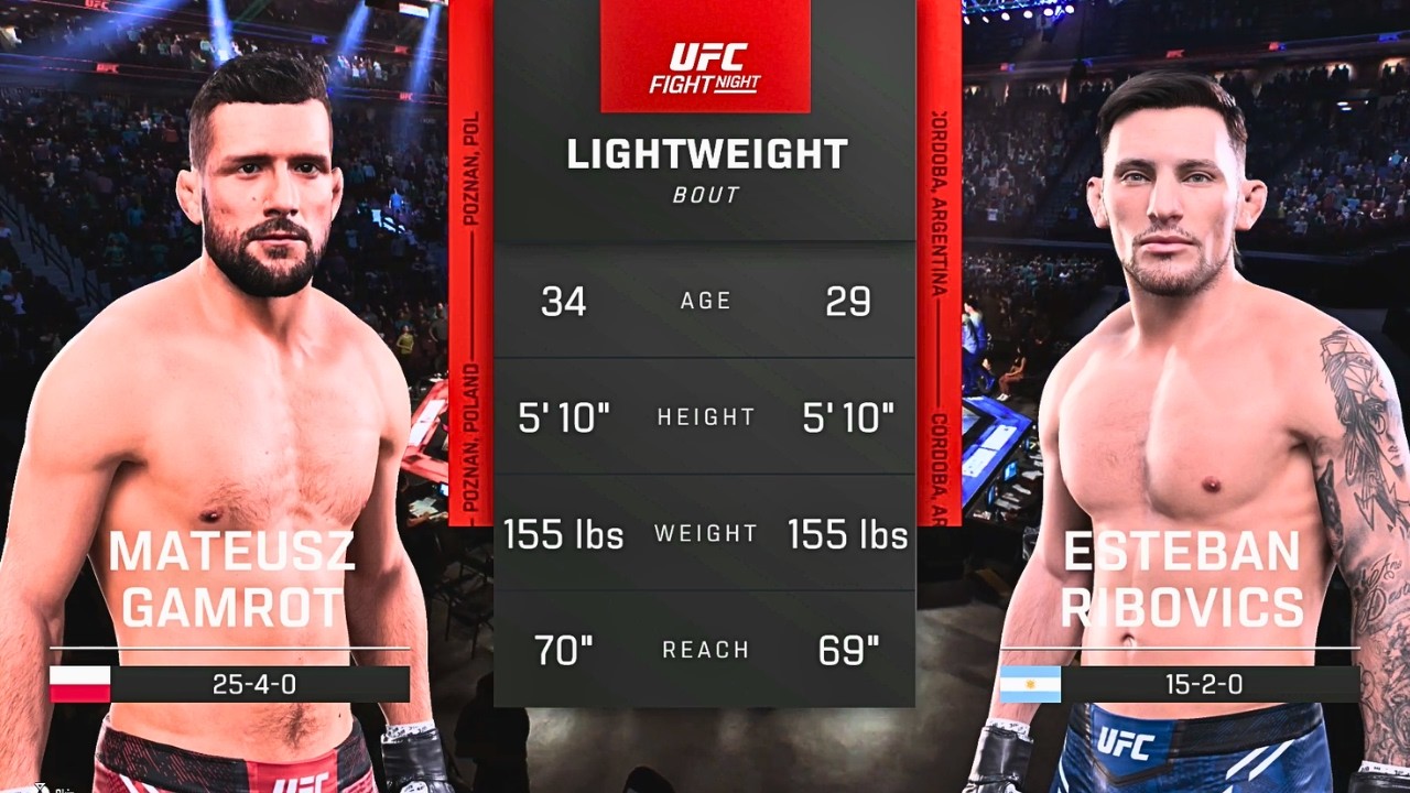 Mateusz Gamrot vs Esteban Ribovics FULL FIGHT | UFC 5 AI Simulation Gameplay (CPU vs CPU)