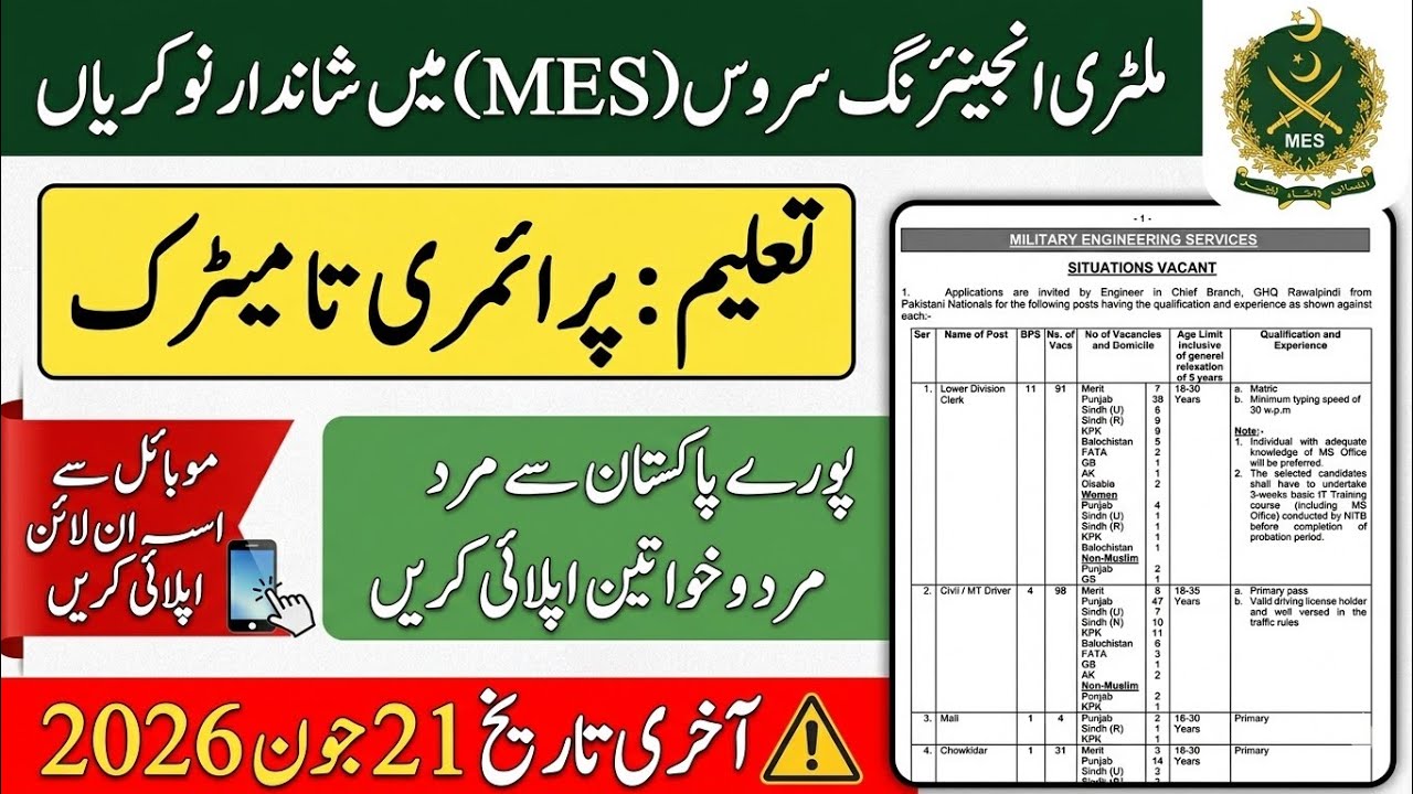 How to Apply Online MES Jobs 2026 | Military Engineering Services Jobs 2026 Complete Details 