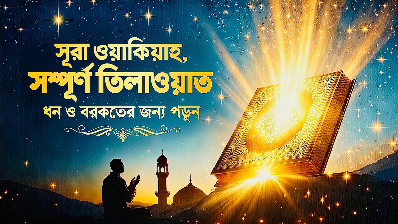 সূরা ওয়াকিয়াহ সম্পূর্ণ তিলাওয়াত | Surah Waqiah Full Bangla Tilawat | ধন ও বরকতের জন্য পড়ুন#quran 