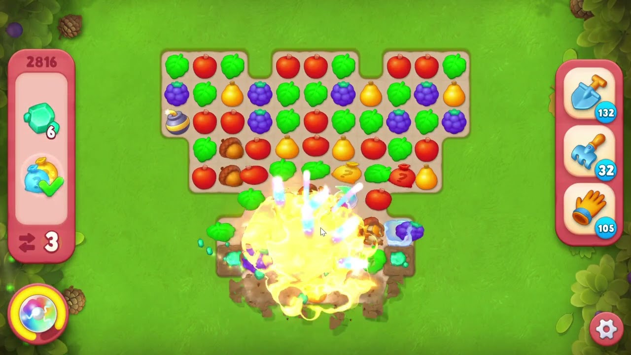Gardenscapes 2816 Hard Level - 15 moves - NO BooSTERS